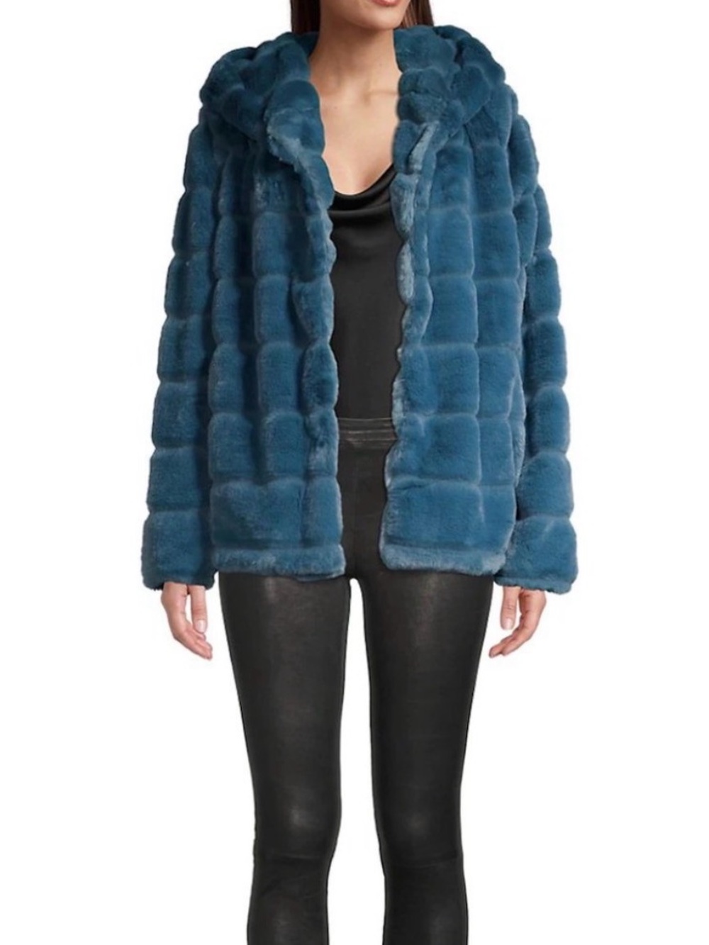 APPARIS Goldie Faux Fur Jacket Stone Blue NWOT